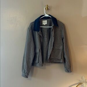 Lucky Brand Blue and Cream Houndstooth Jacket